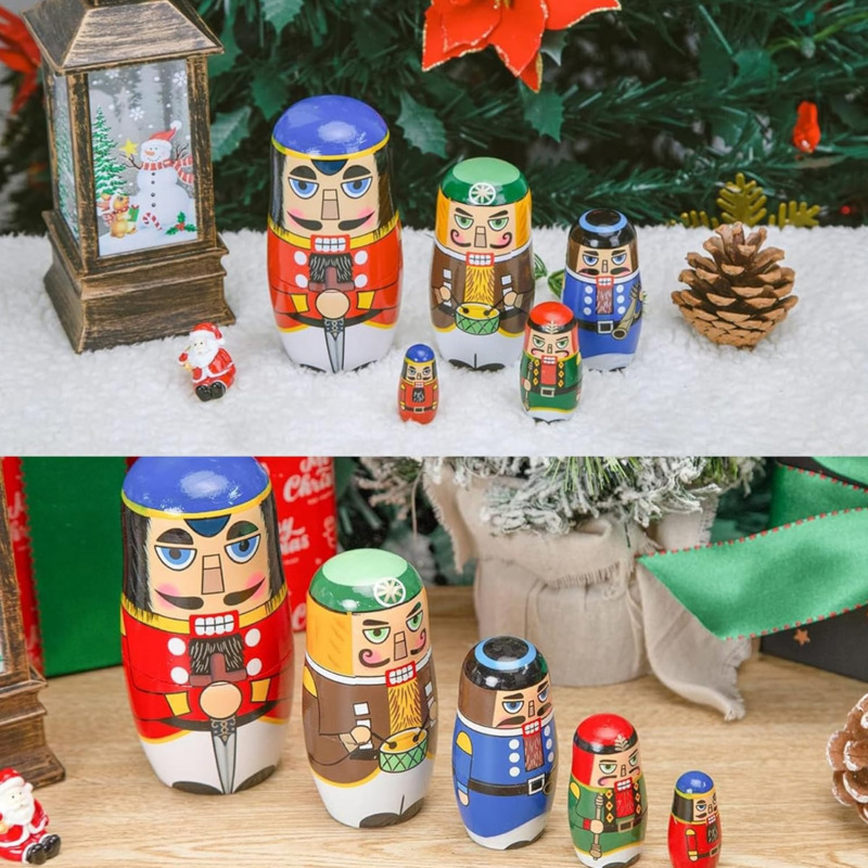 5 قطع من دمى التعشيش كسارة الب - مراجعة Nutcracker Figurine وسعره