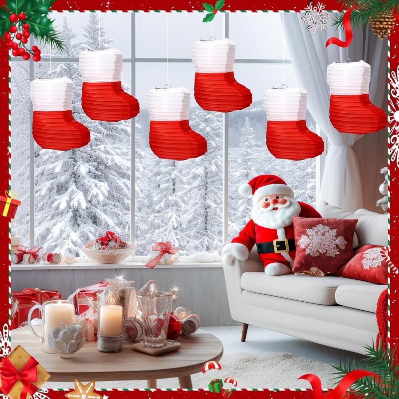 1 قطعة فوانيس ورقية لعيد الميل - مراجعة Christmas Stocking Hanging وسعره