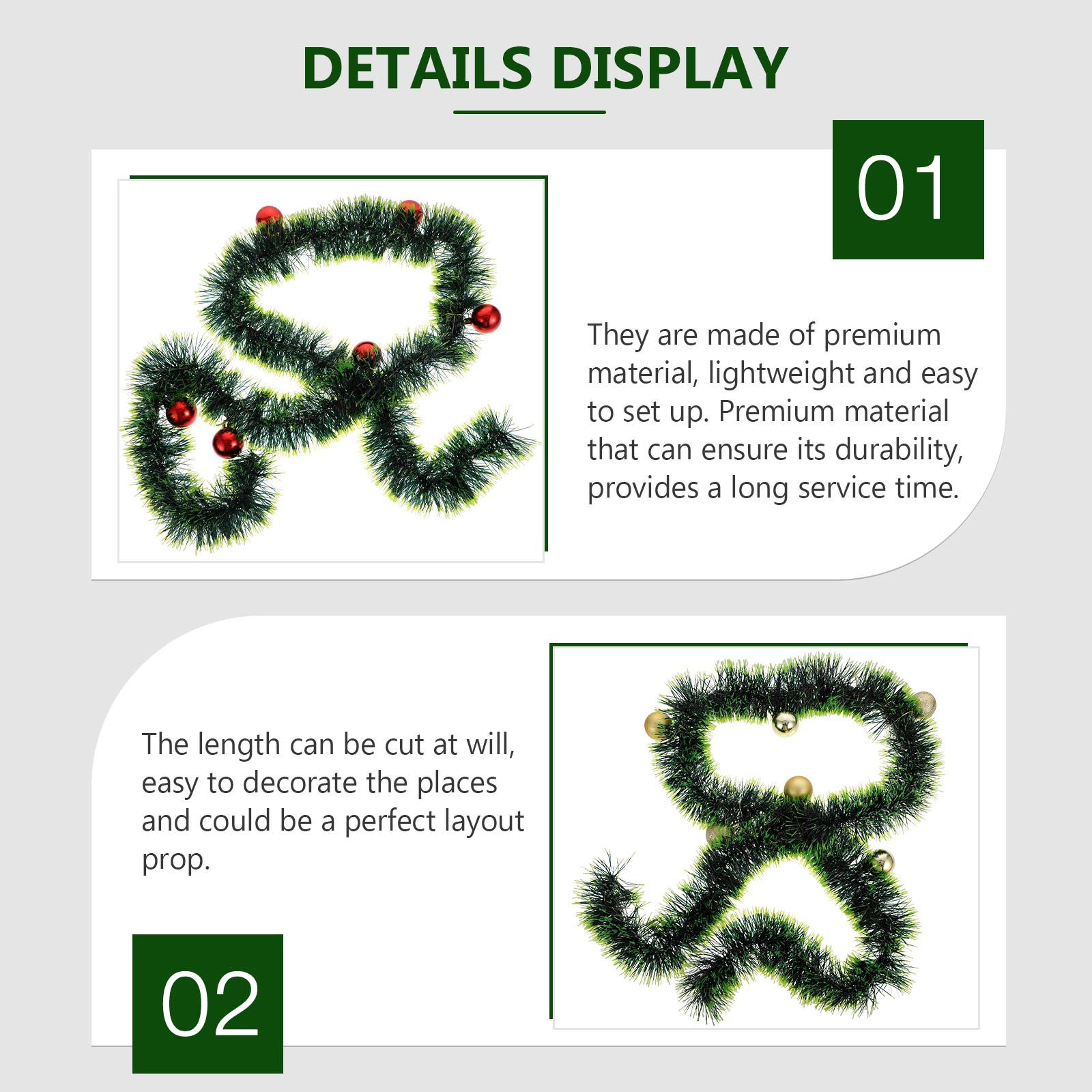 قطعتان من زينة عيد الميلاد على - مراجعة Tinsel Garland Decoration وسعره